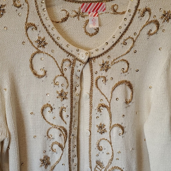 Authentic Vintage Embellished Ivory Cardigan - Picture 2 of 9